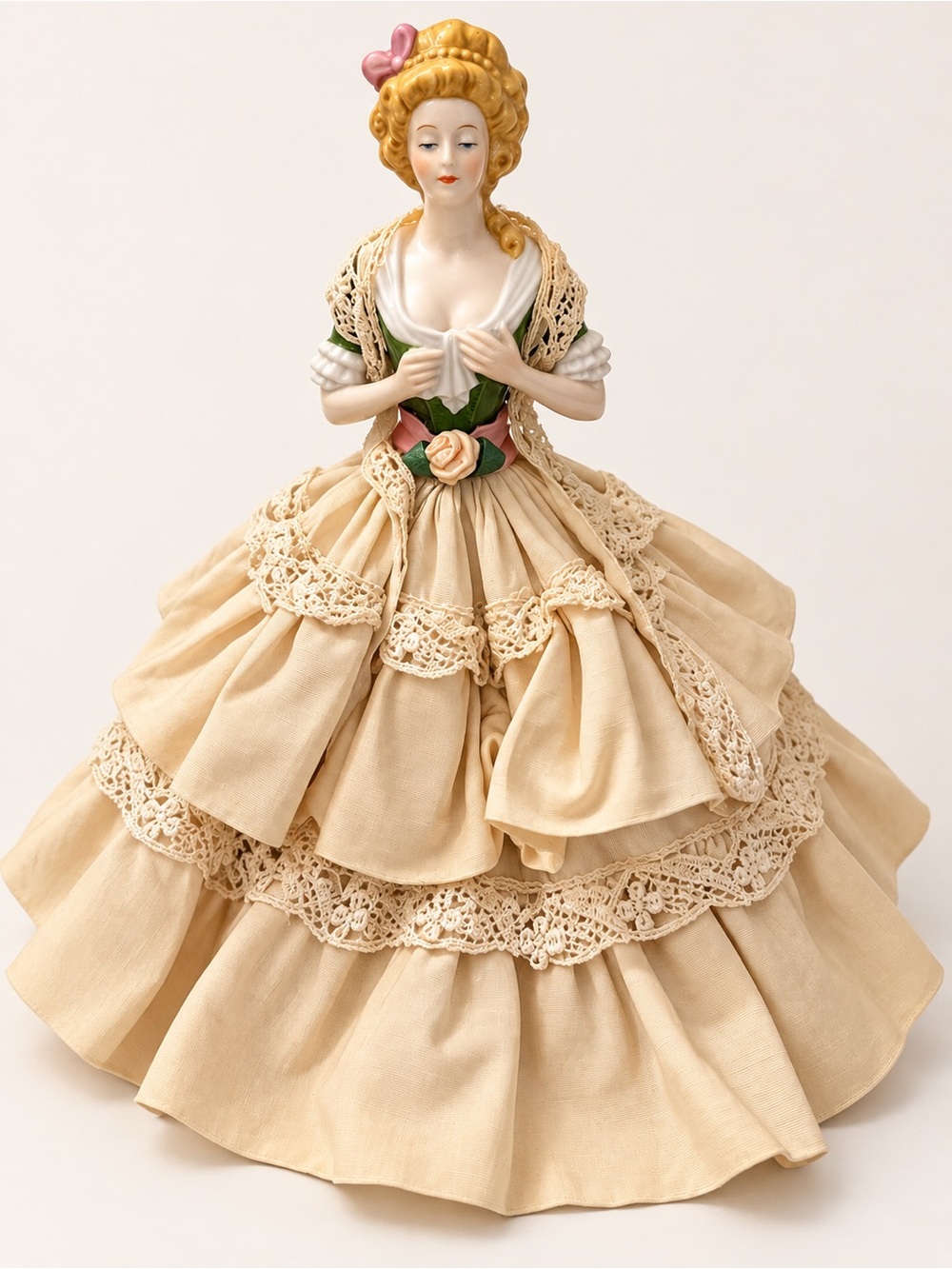 Vintage 1985 Goebel Madame Du Barry Porcelain Figurine Doll W. Germany Fabric La